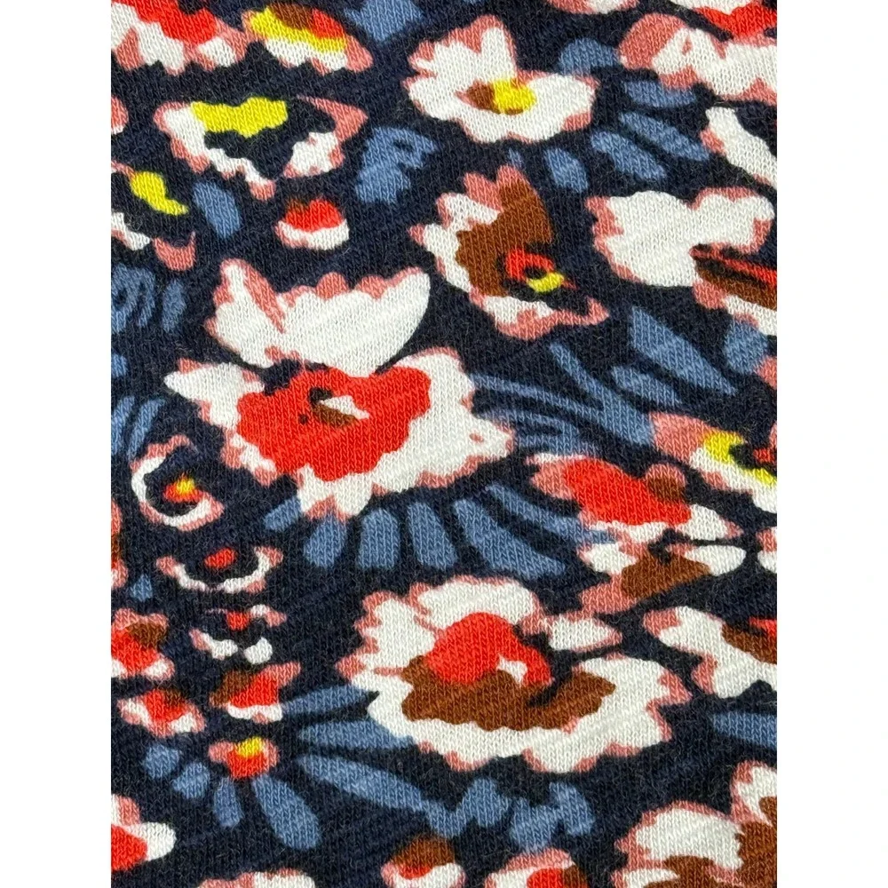 Boden Floral Cotton‎ Knit Dress Short Sleeve V-Neck Blue Red Size 12P